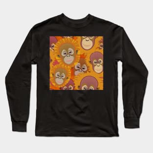 Orangutan baby faces surface design Long Sleeve T-Shirt